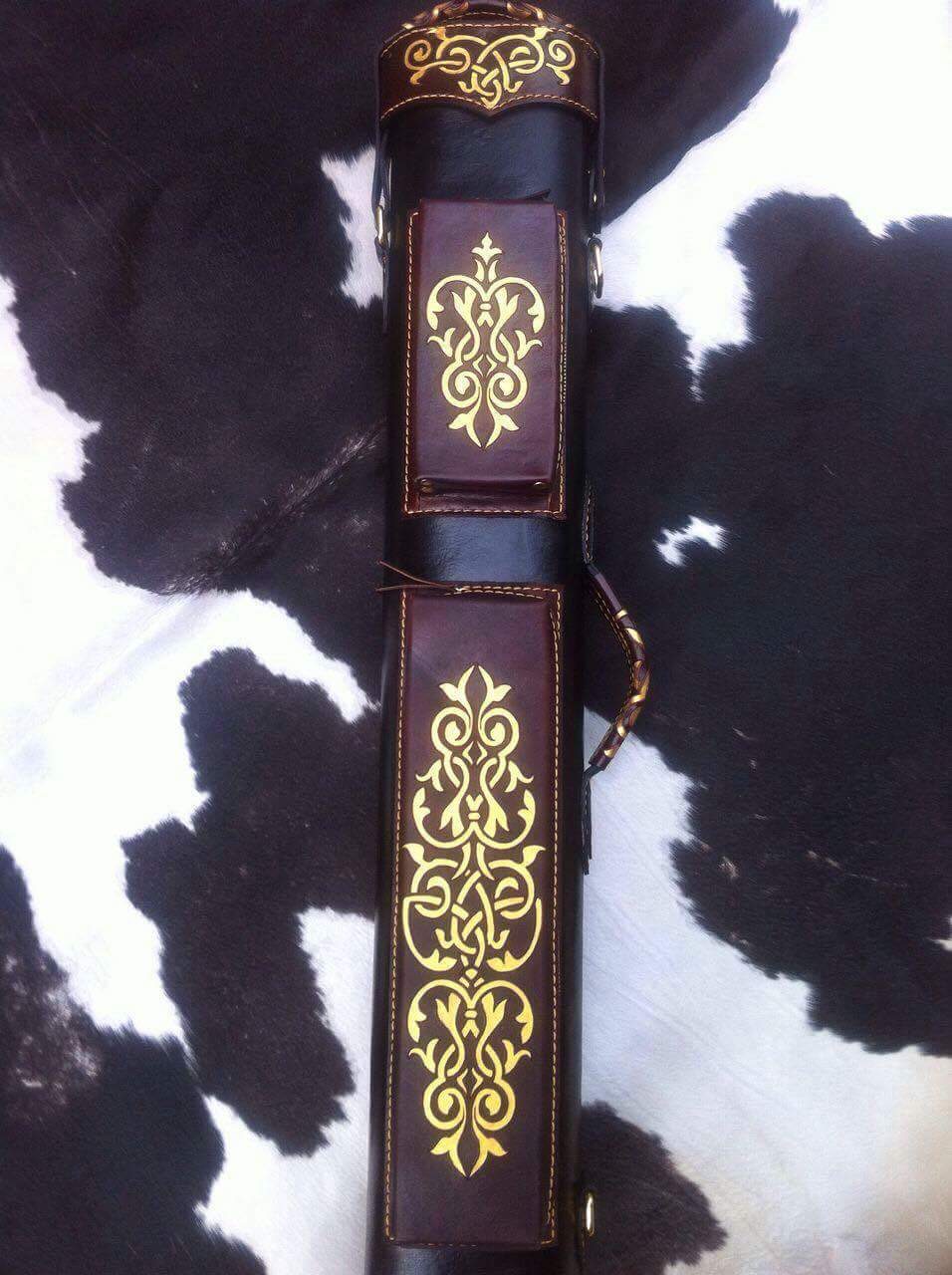 Volturi Black/ Gold Cowhide Pool Cue Case FDV4 Volturi Black/ Gold Cowhide Pool Cue Case FDV4